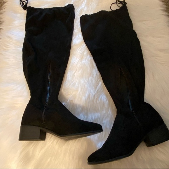 Hannah Shoe Dazzle Over The Knee Boots Women’s Size 10 Black Bottom Side Zip - Picture 13 of 13